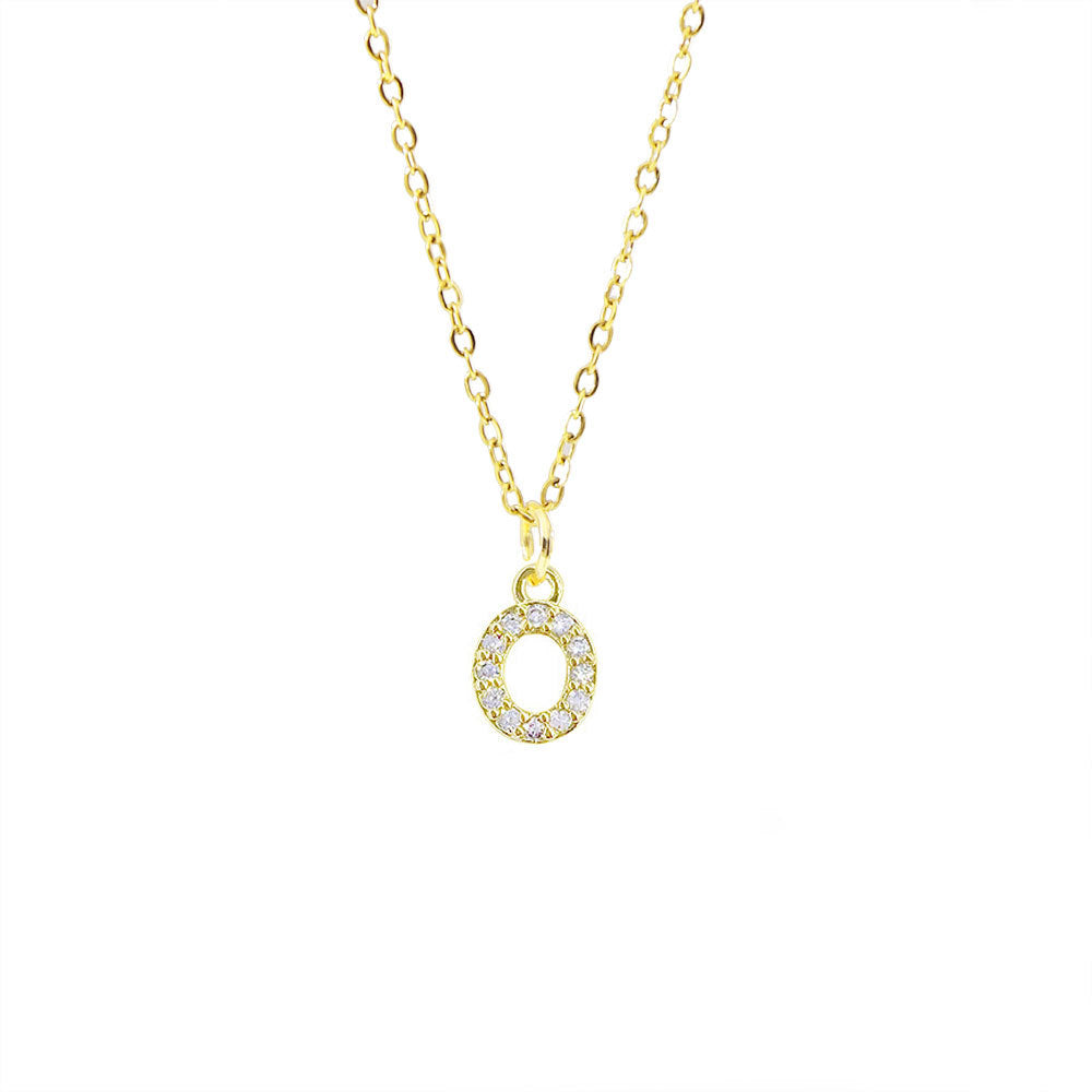 Collar con colgante de cadena de serpiente de oro chapado en acero titanio con forma de letra minimalista para mujer con incrustaciones de circonita cúbica