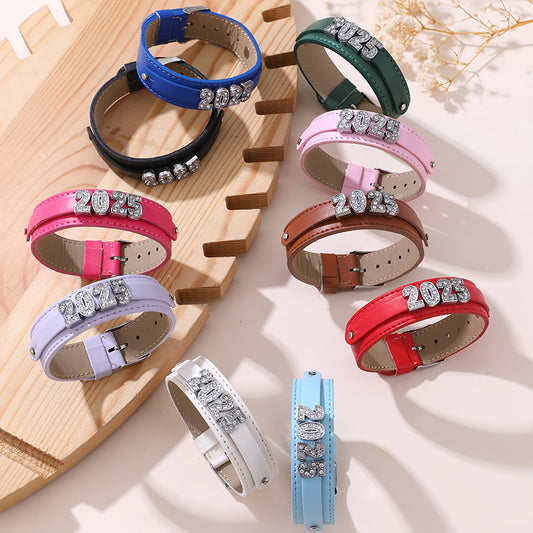 Pulsera de resina en forma de estrella estilo princesa con detalles de diamantes de imitación para niñas de 6 a 10 años