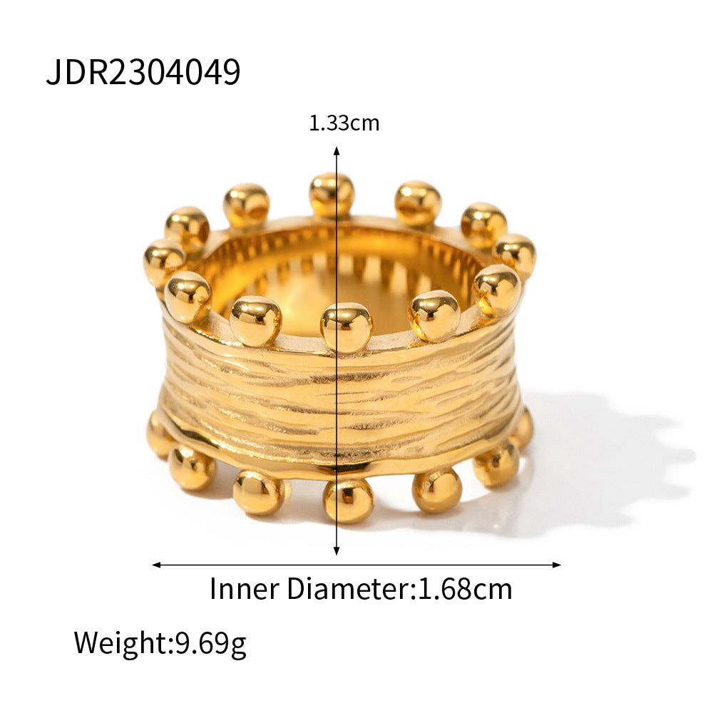 Orecchini a cerchio da donna, alla moda, placcati in oro 18 carati, in acciaio inossidabile, con grana del legno, a forma di C, geometrici e increspati