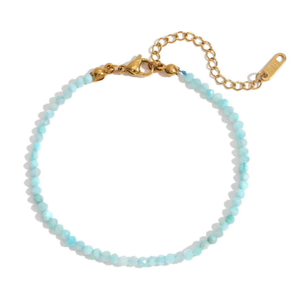 Elegant Geometric Stainless Steel 18K Gold Plated Natural Opal Bracelet for Women