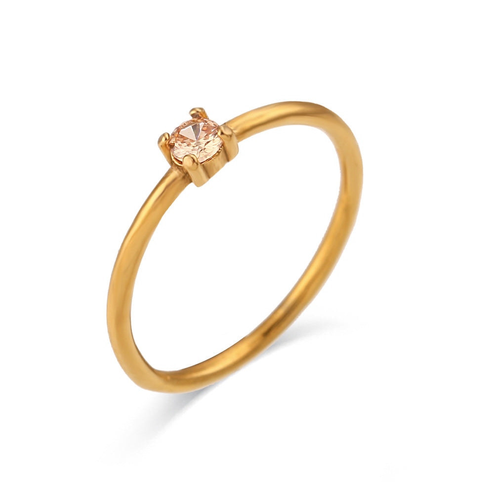 Minimalist Geometric Stainless Steel Plated 18K Gold Birthday Ring for Women