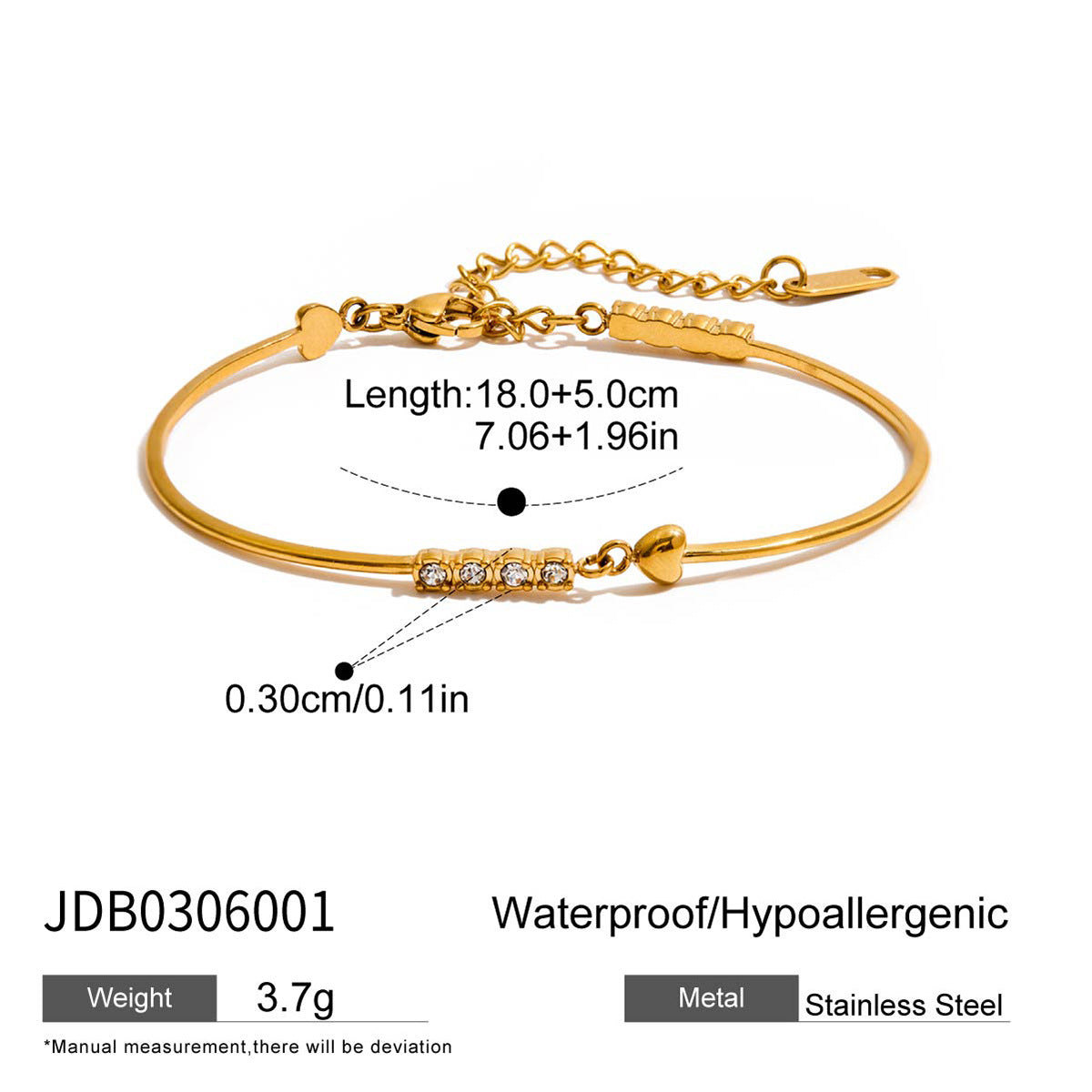 Minimalist Luxury Geometric Stainless Steel PVD Plated Bracelet for Women
