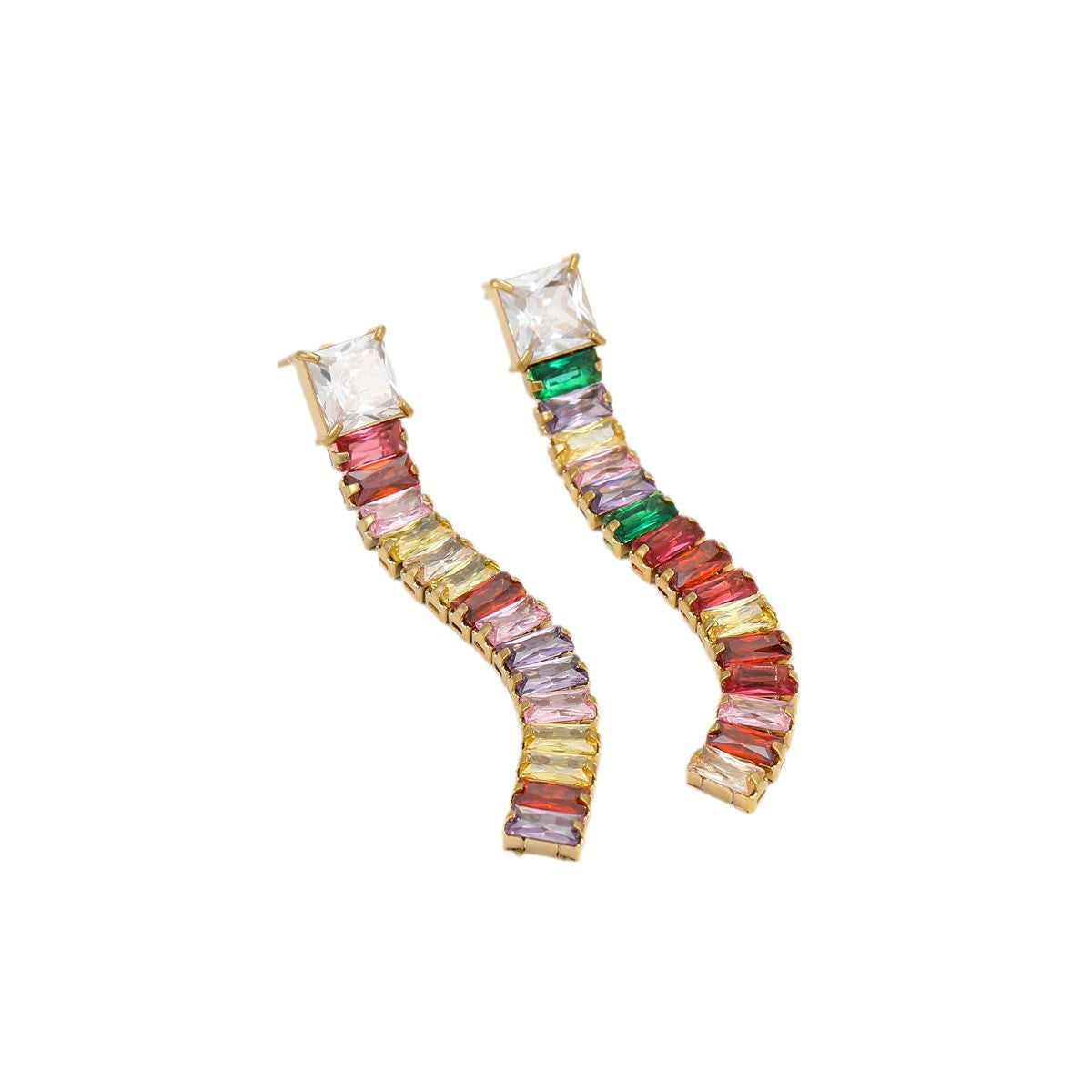 Pendientes de Acero Inoxidable Vintage con Circonitas y Baño de Oro de 18K para Mujer