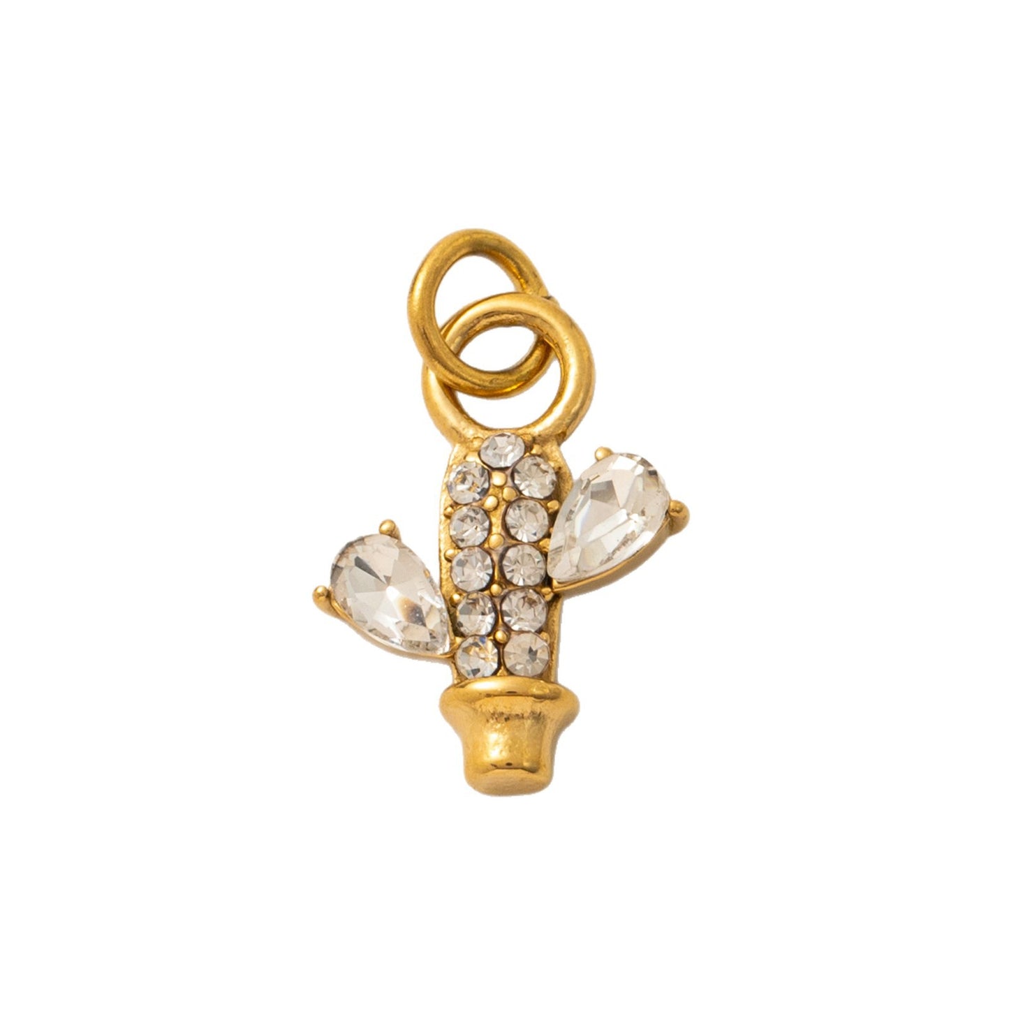 Ciondolo Charm Orsetto Cuore in Acciaio Inox Placcato Oro PVD 18K Stile Vintage