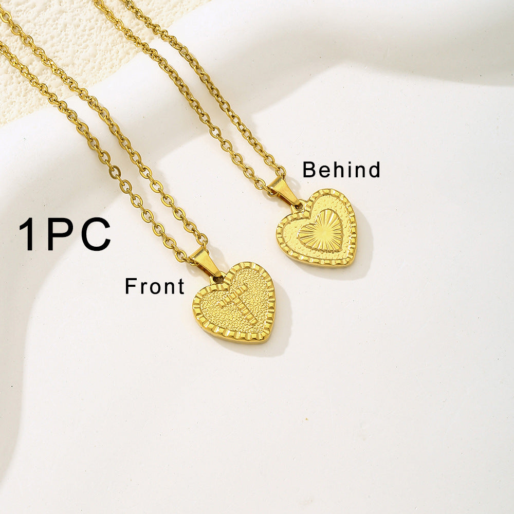 Elegante collana con ciondolo a forma di cuore in acciaio inossidabile con lettera, per donna, finitura placcata, stile catena O
