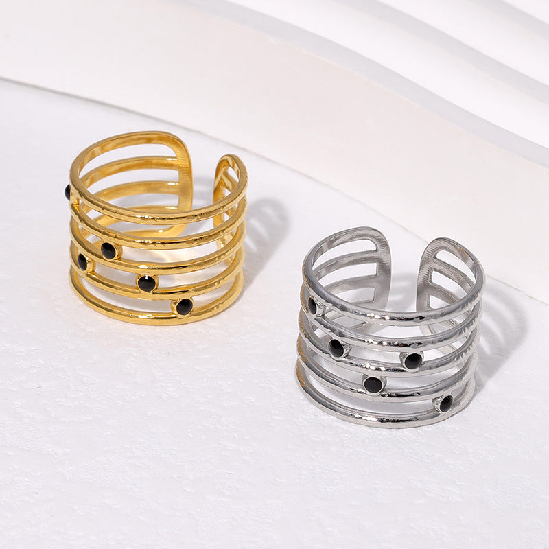 Minimalist Geometric Titanium Steel Open Ring for Women with Plated Finish and Clean Line Design