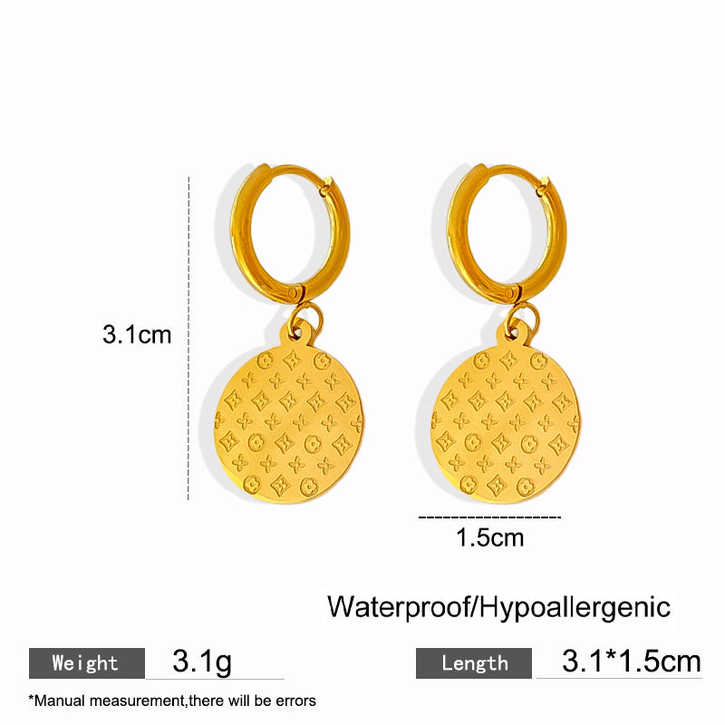 Elegant Titanium Steel Drip Oil Plated Stud Earrings for Women