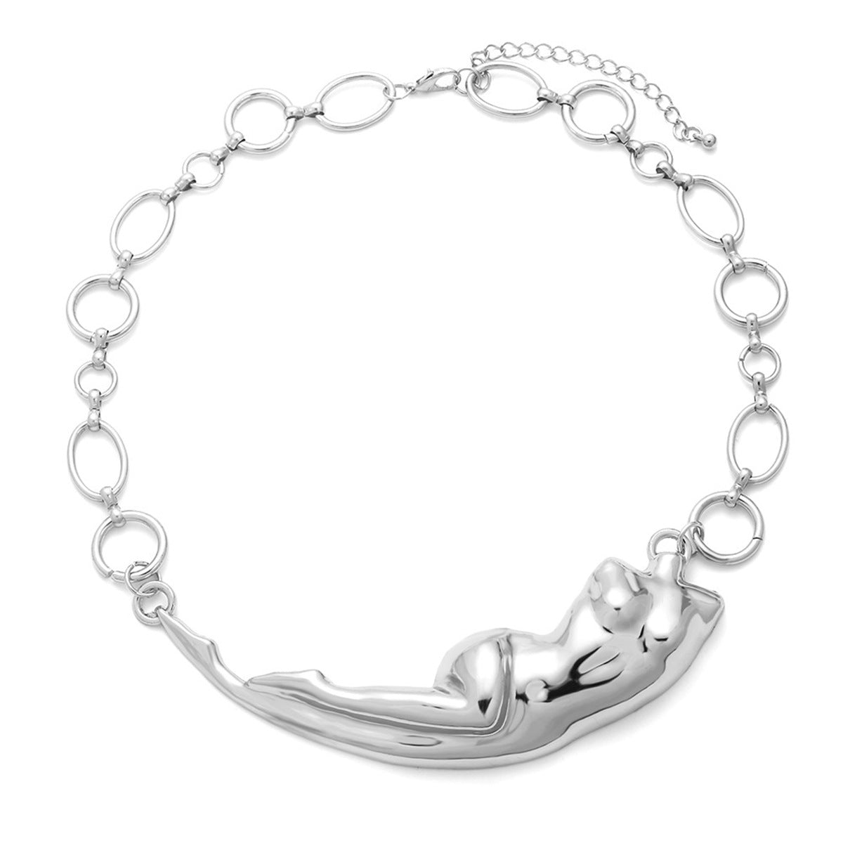 Collar metálico geométrico irregular exagerado para mujer con colgante de aleación chapado y detalle de resina esmaltada