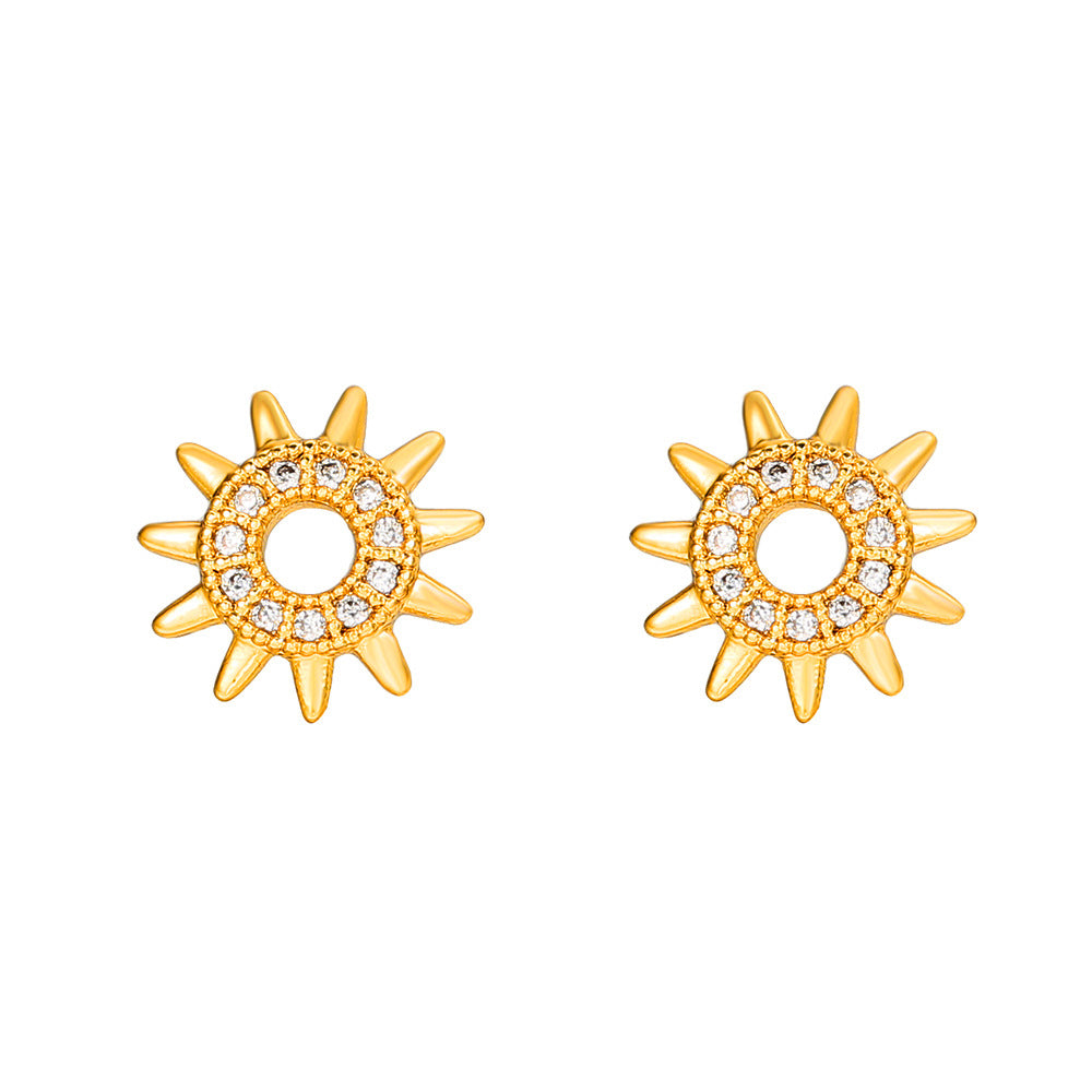 Gold Plated Brass Cubic Zirconia Butterfly Hand Bird Heart Stud Earrings