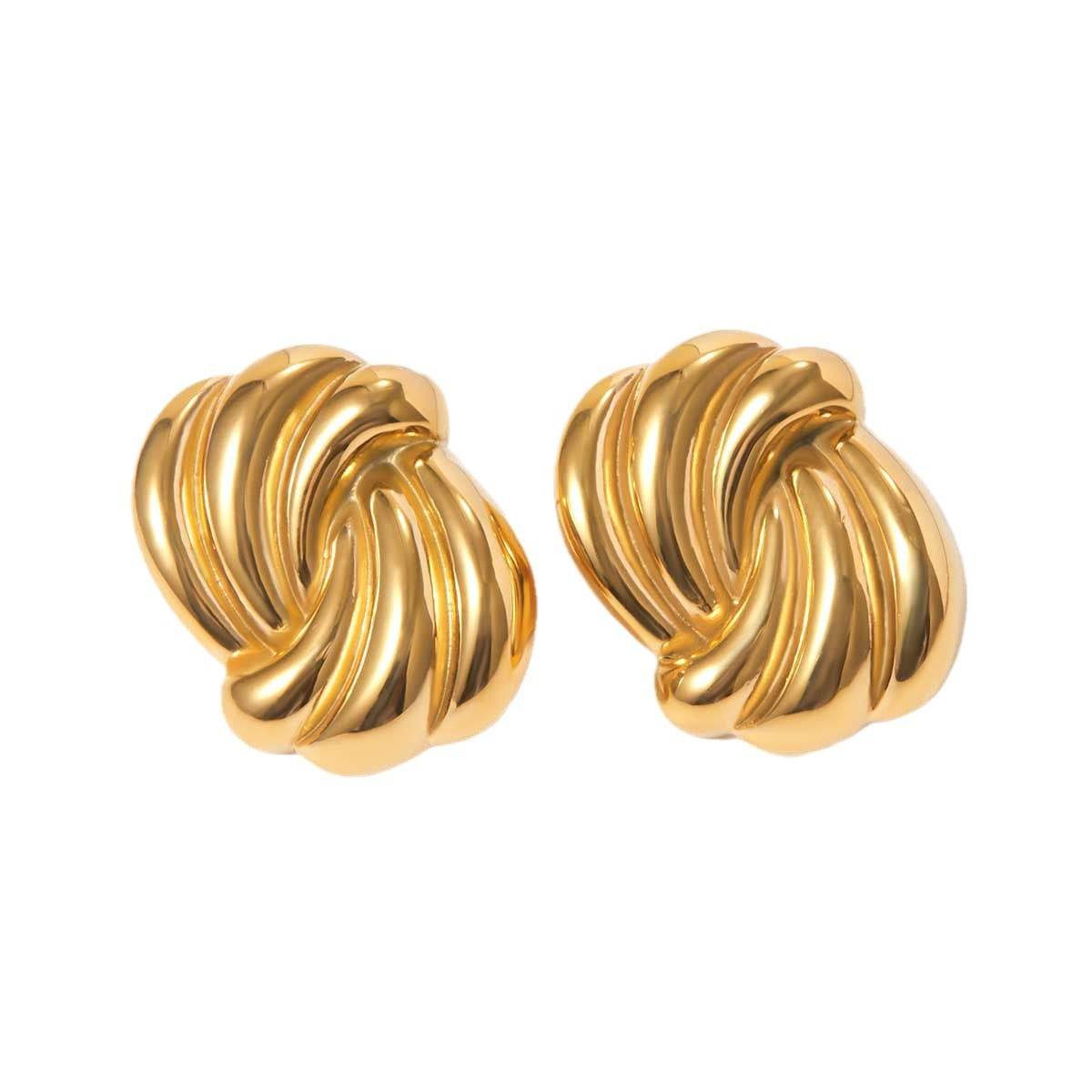 Orecchini a perno geometrici minimalisti in acciaio inossidabile con placcatura in oro 18K, design a barra con texture a onda per donne