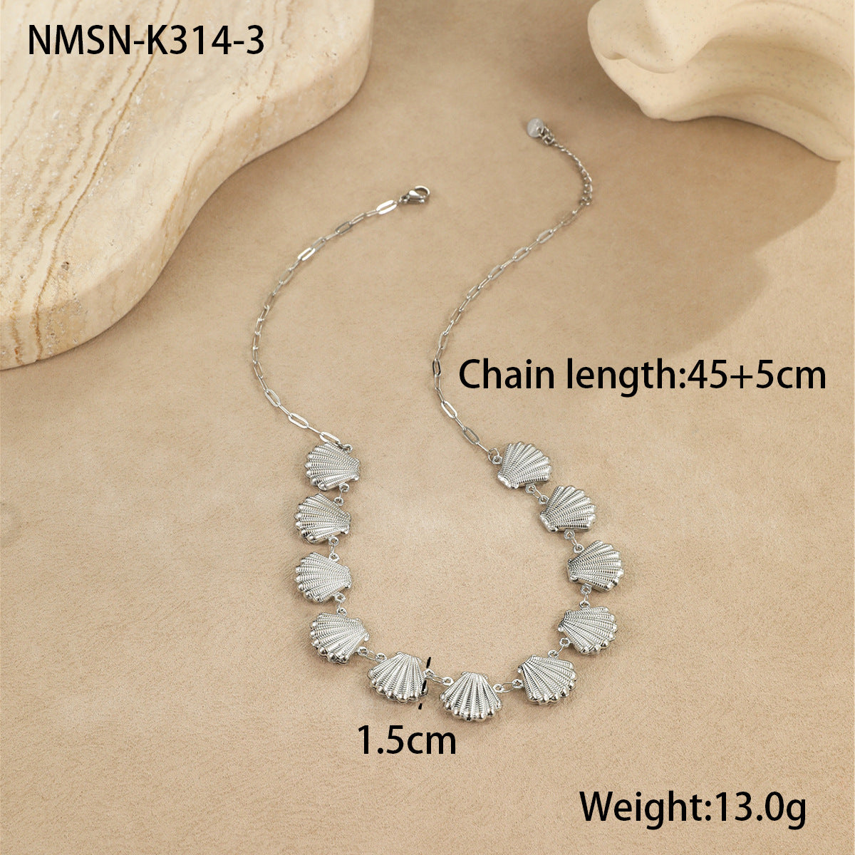Collar con colgante de estrella de mar y concha marina minimalista de moda en acero inoxidable con acabado chapado para mujer