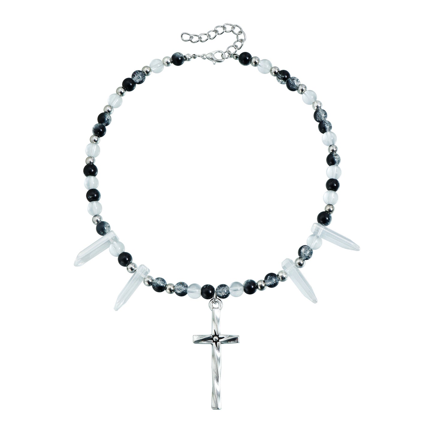 Gothic Geometric Cross Alloy Plated Necklace for Women and Men