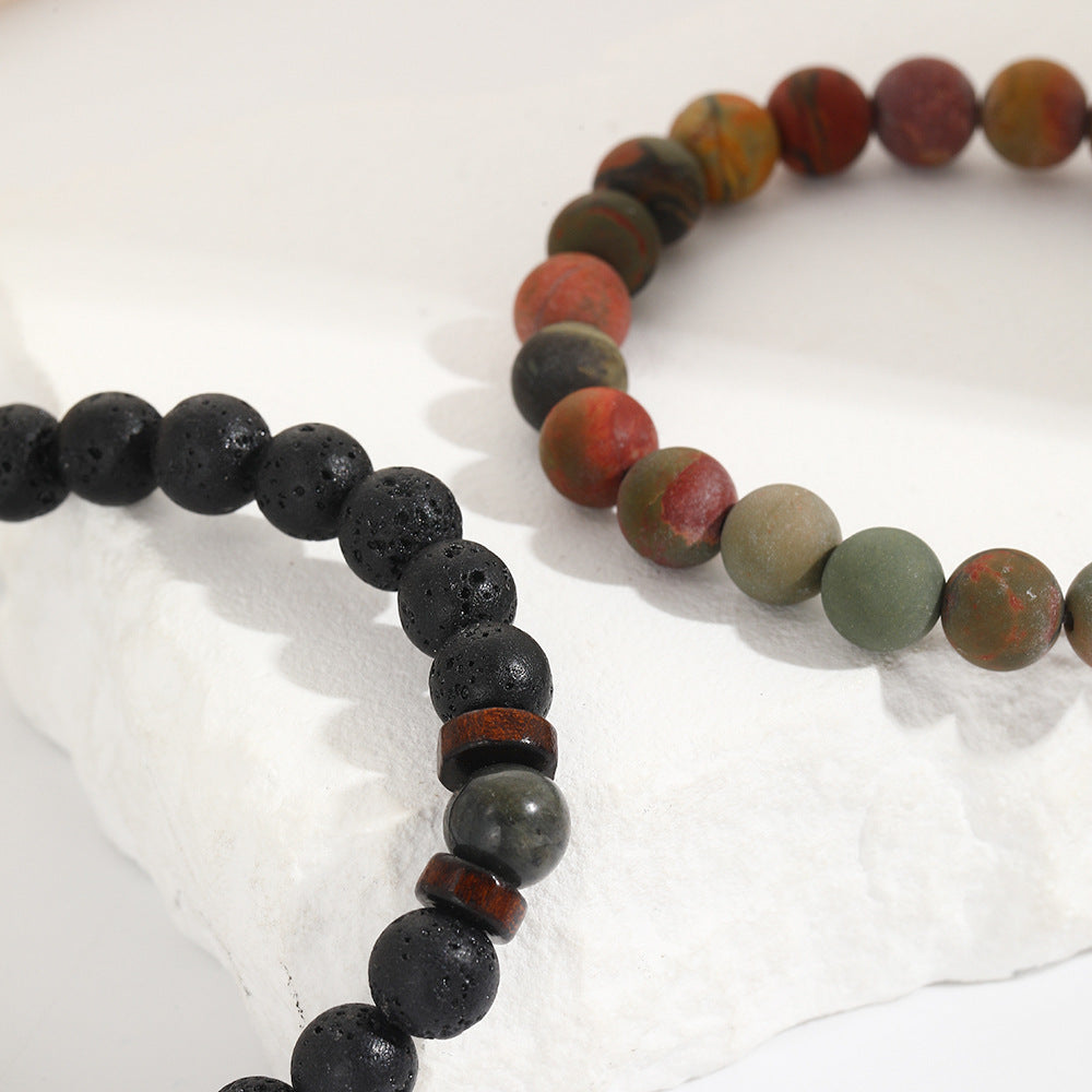 Vintage Geometric Round Stone Handmade Bracelet for Men and Women