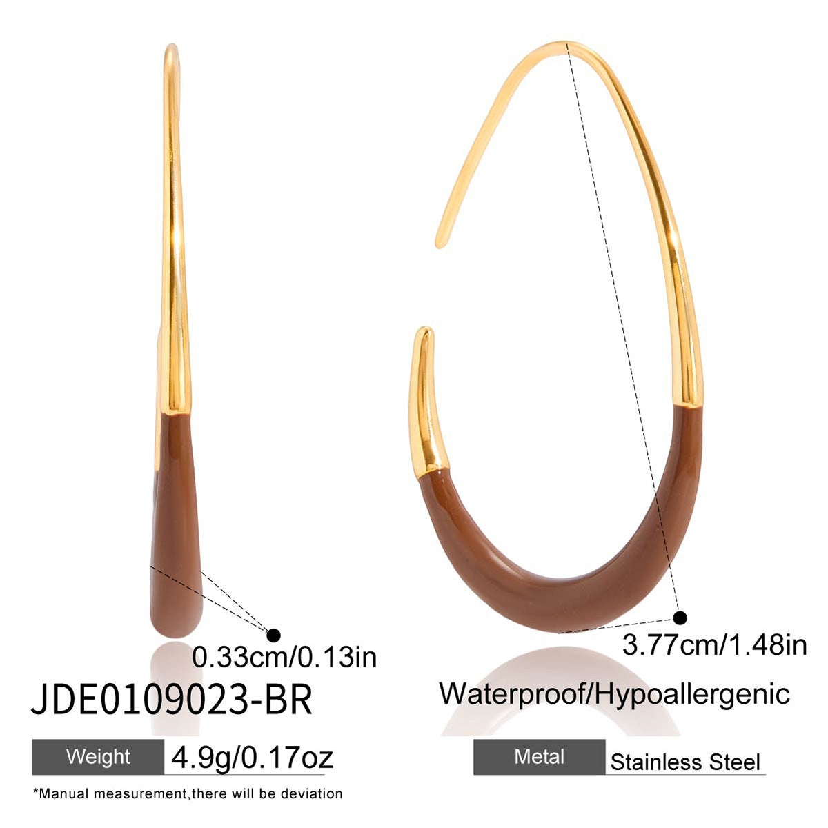 Orecchini pendenti da donna minimalisti geometrici placcati in acciaio inossidabile con cerchio a forma di C, gioielli di lusso per l'autunno e l'inverno