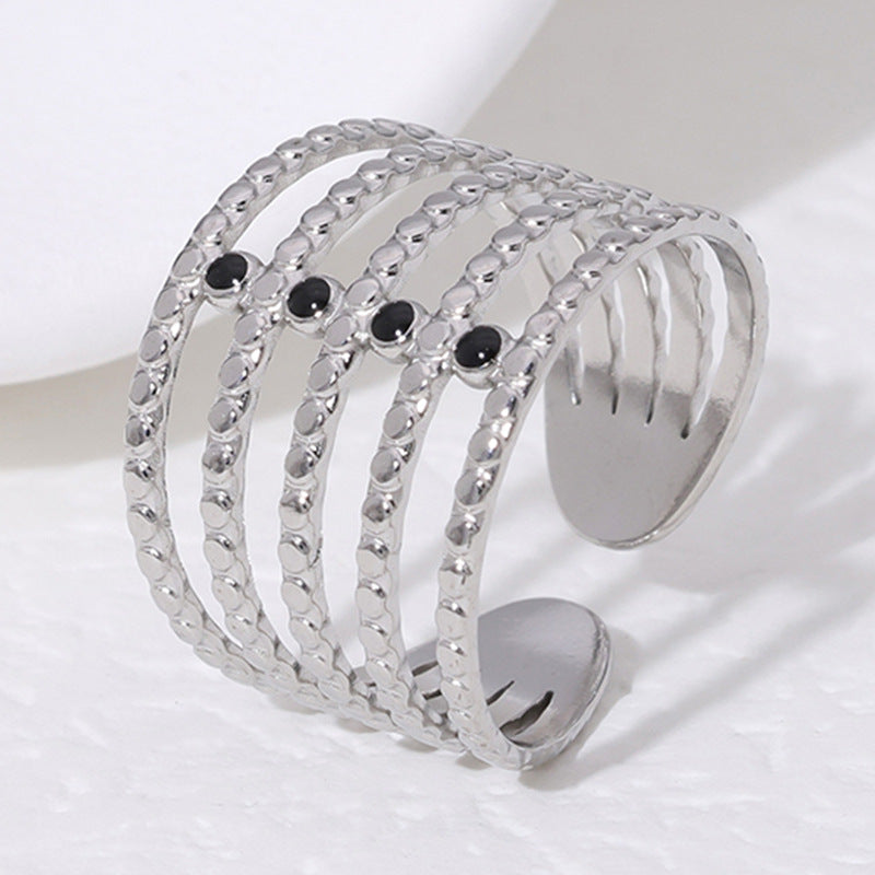 Minimalist Geometric Open-Ended Stainless Steel Ring with 18K Gold Plating for Women