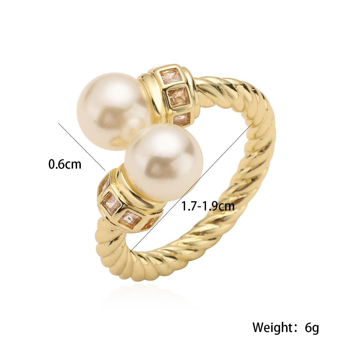 Minimalist Geometric Open Ring for Women in Copper with 18K Gold Plating and Zircon Inlay