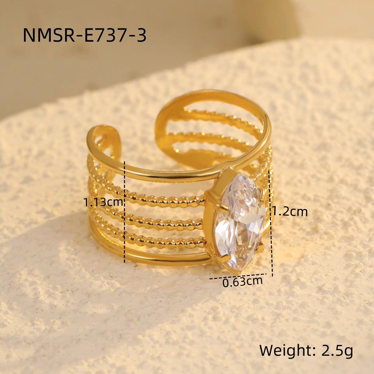 Anillo minimalista de acero inoxidable chapado para mujer, con forma de gota de agua y diseño calado, accesorio de moda de lujo