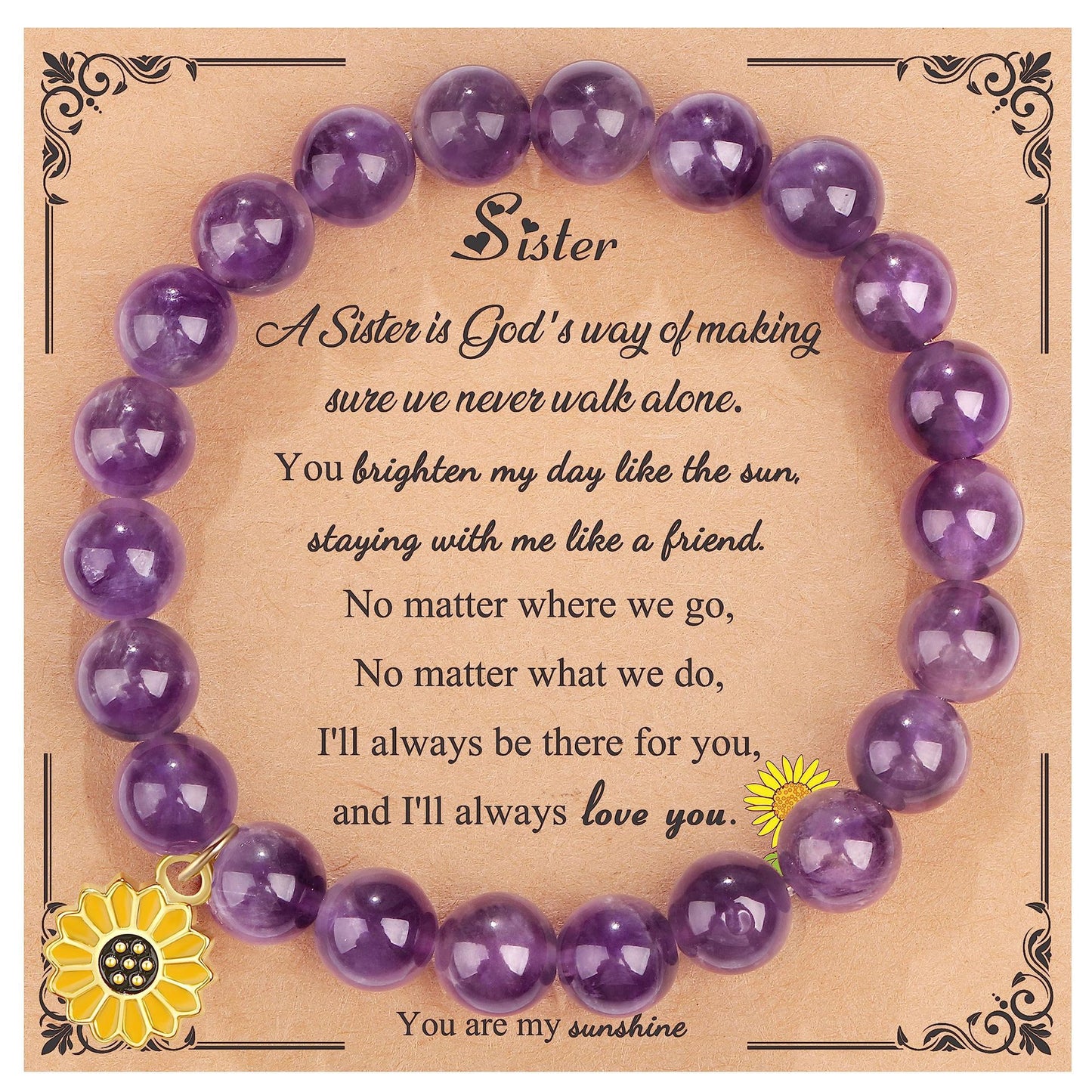 Sweet Floral Sunflower Gemstone Charm Bracelet for Women