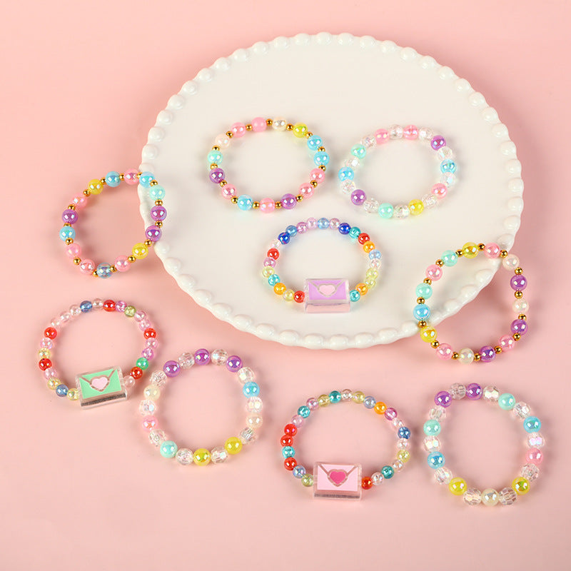Braccialetto Acrilico Colorato a Forma di Busta per Bambini con Design Geometrico e Stile Graziosa Principessa