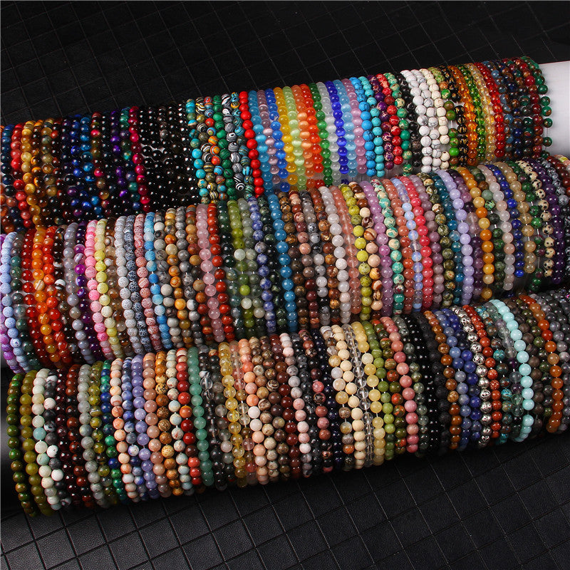 Elegant Casual Geometric Natural Agate Beaded Bracelet Unisex 6mm