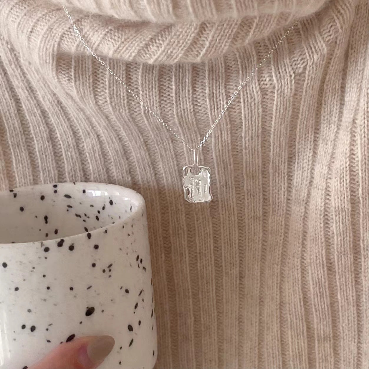 Geometric Letter Pendant Necklace in 925 Sterling Silver with Minimalist and Edgy Design