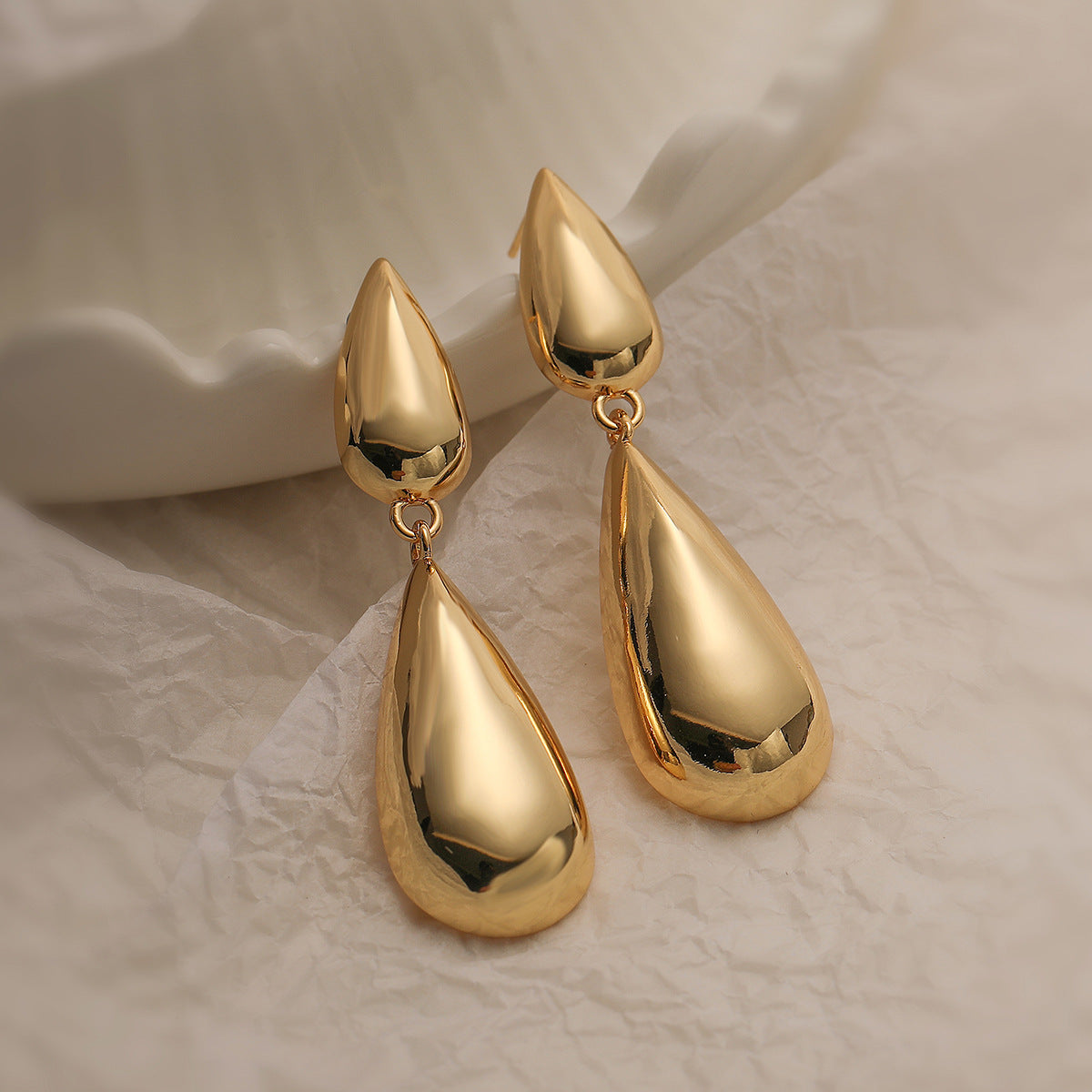Minimalist Geometric Copper Gold-Plated Vintage Teardrop Earrings for Women
