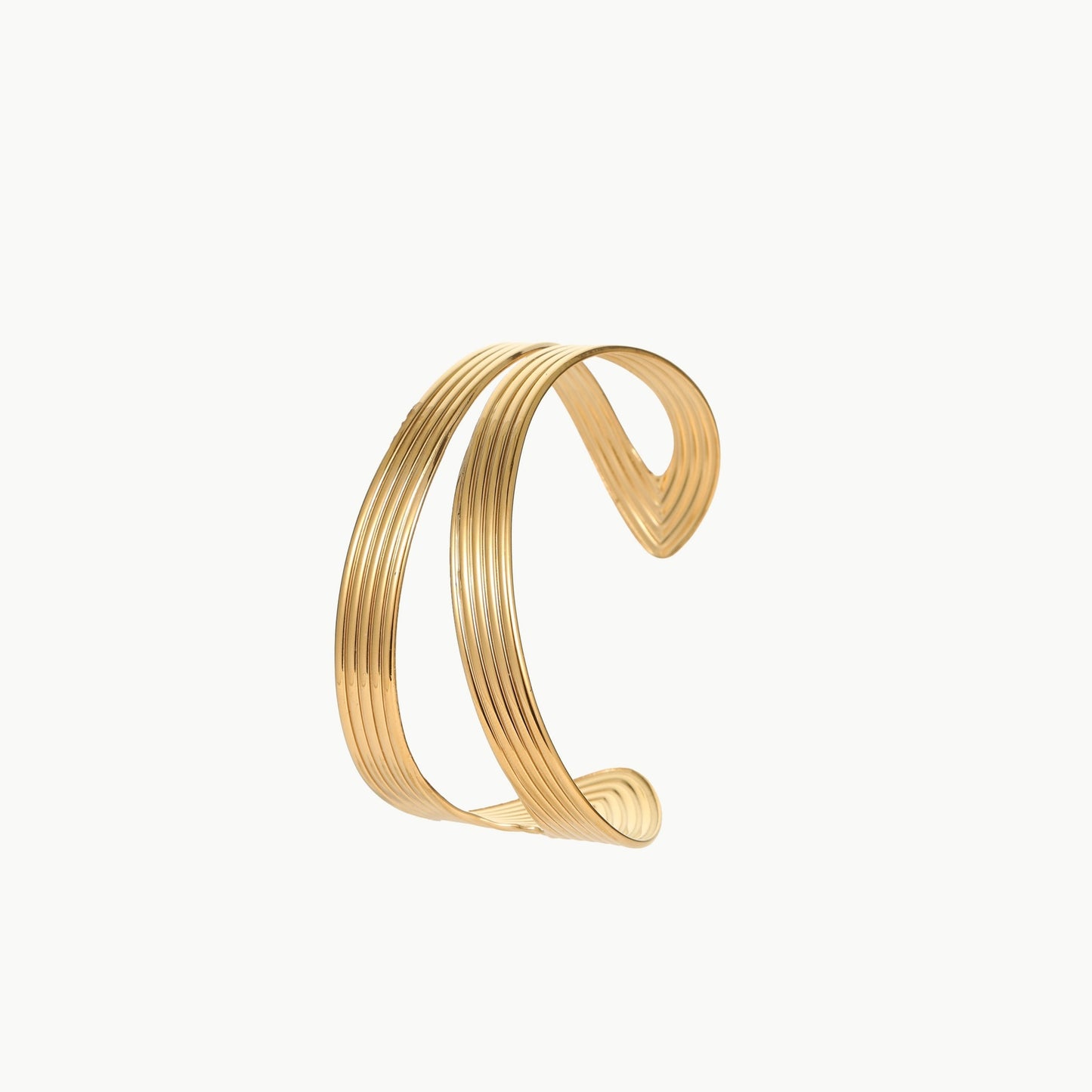 Bracciale a Polsino Geometrico alla Moda in Acciaio Inossidabile da Donna con Design Traforato e Finitura Placcata