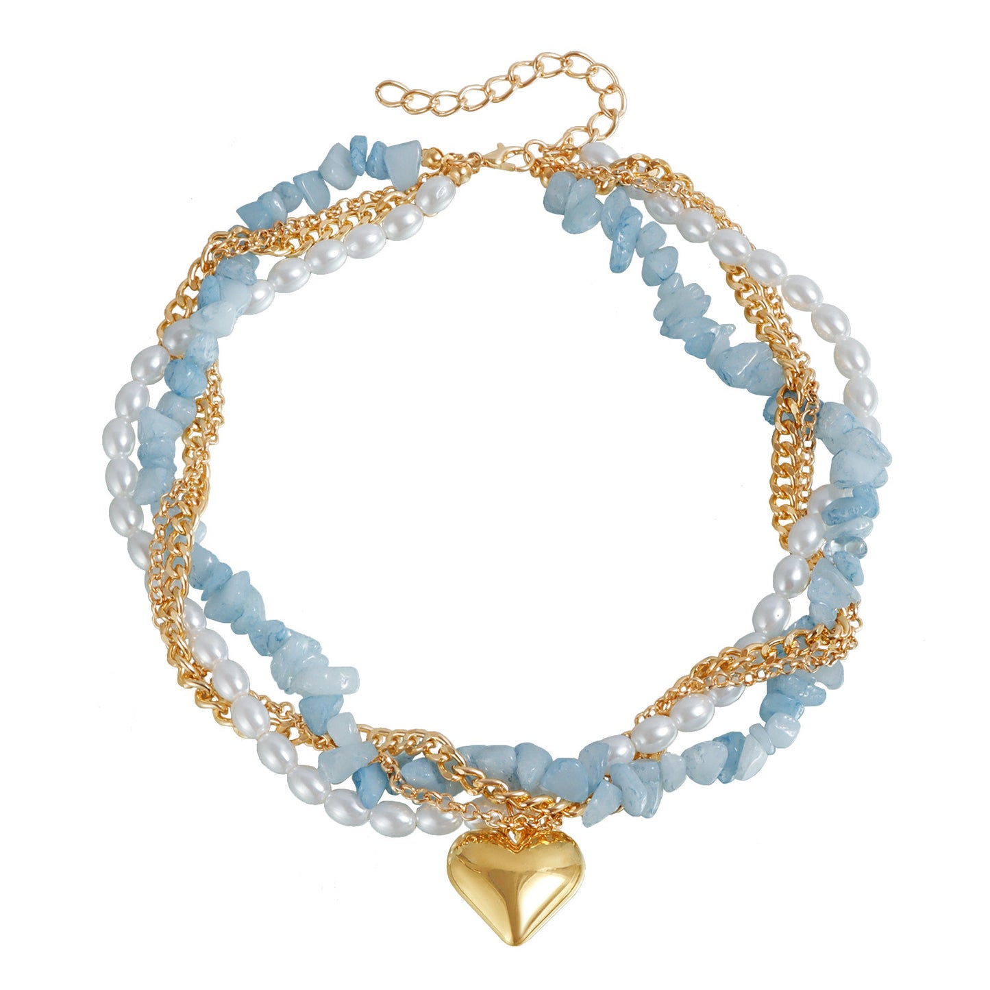 Fashion Exaggerated Multi-Layer Heart Geometric Alloy Plated Necklace for Women