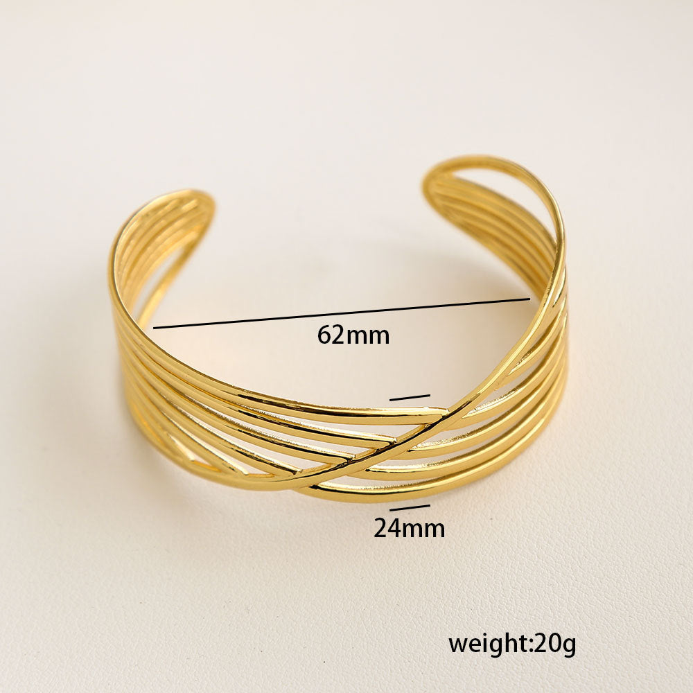 Bracciale Minimalista Ispirato alla Francia in Acciaio Inossidabile con Trafori a Motivi Floreali di Foglie e Girasoli