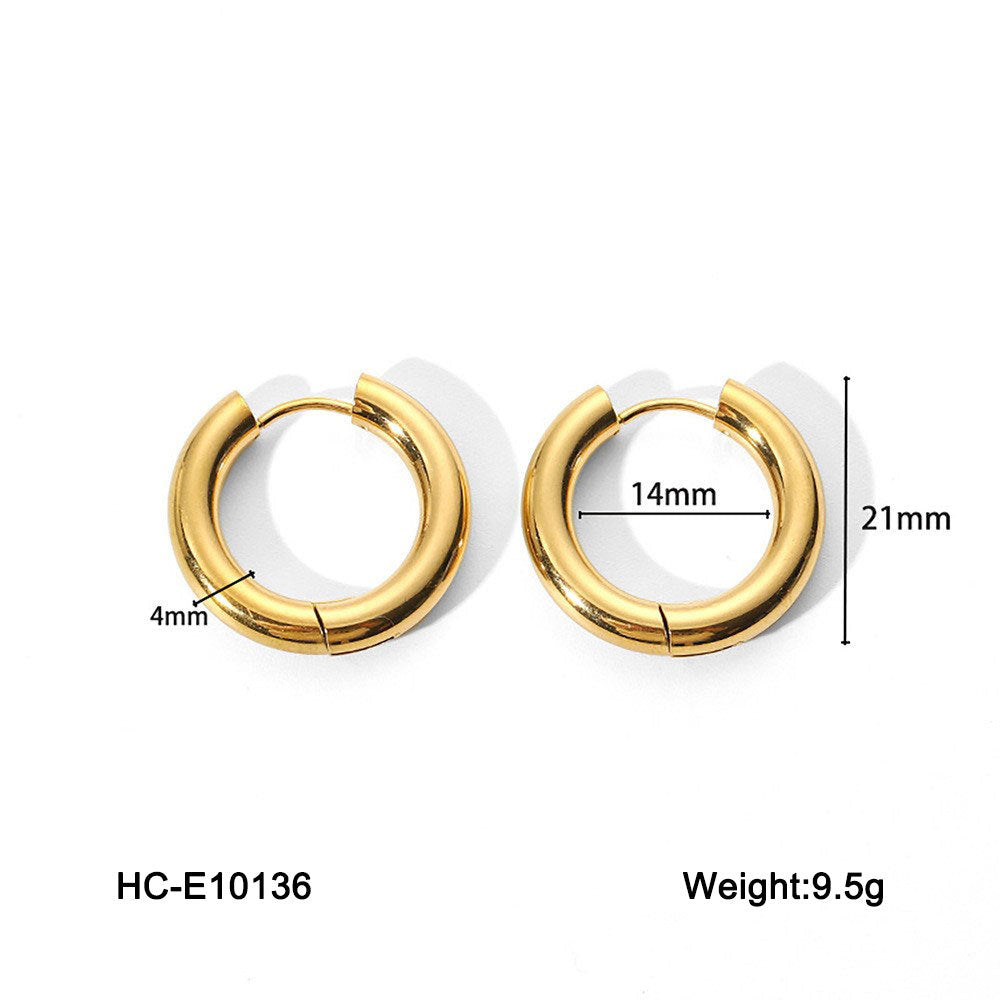 INS-Inspired Geometric Hoop Earrings in Titanium Steel with 18K Gold Plating for Women