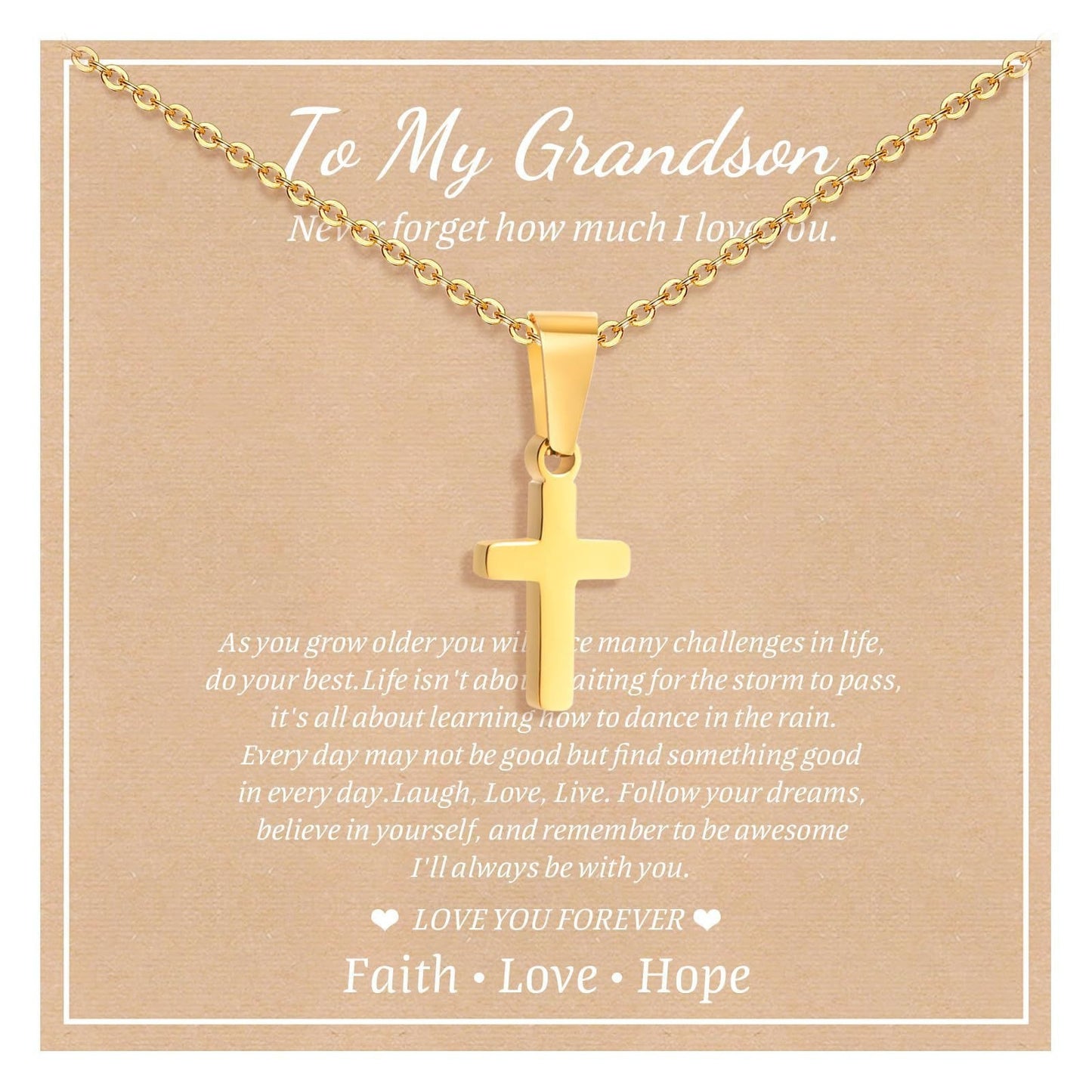 Elegant Business Geometric Cross Pendant Stainless Steel PVD Cable Chain Necklace Unisex