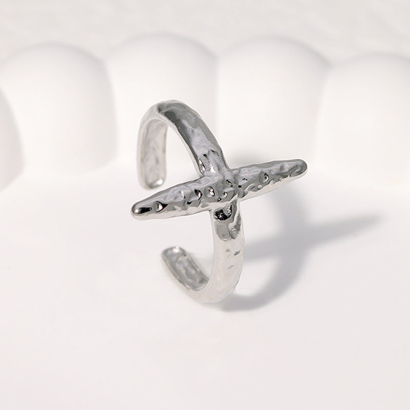 Minimalist Geometric Titanium Steel Ring with Plating Finish for Women Stainless Steel Adjustable Band