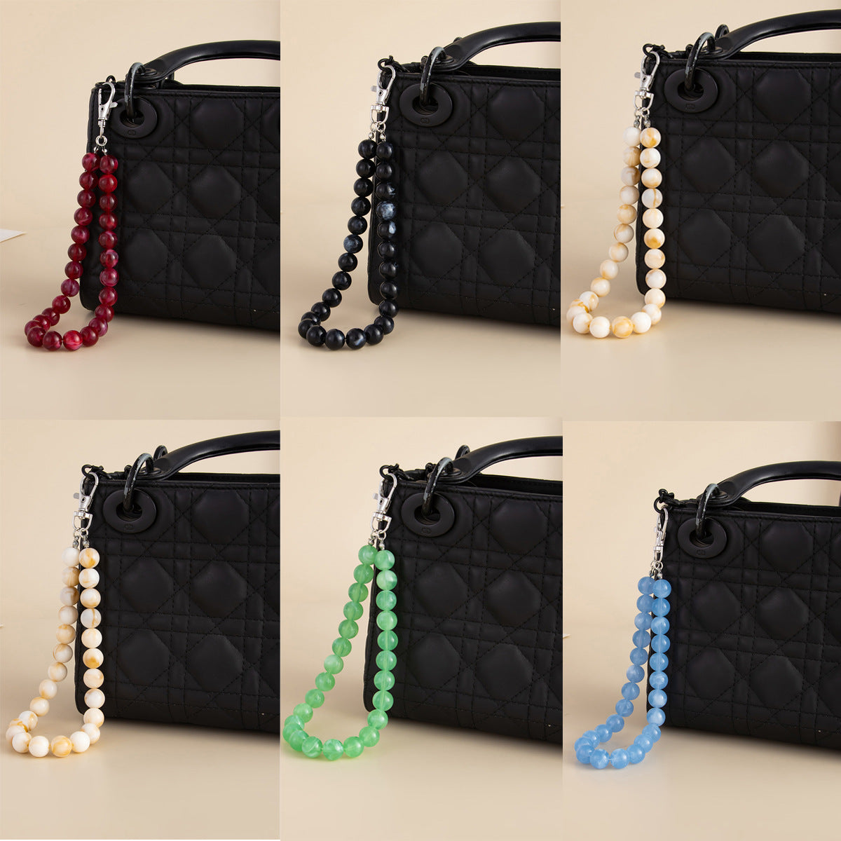 Gradient Geometric Round Alloy Bag Charm Keychain