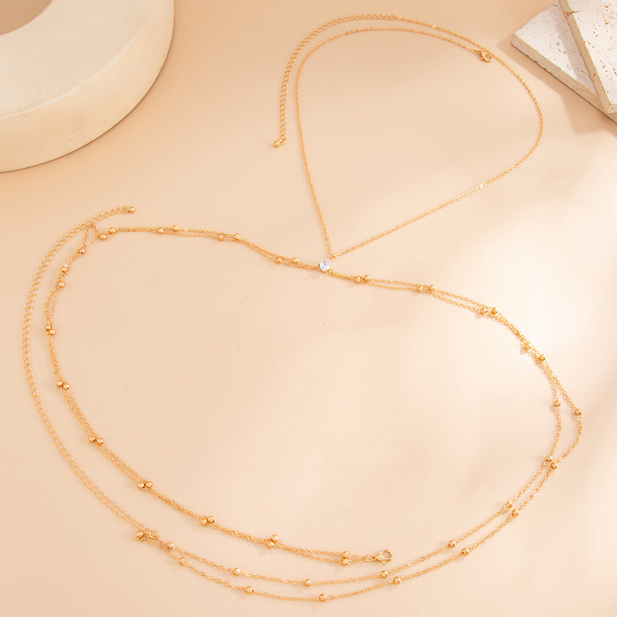 Sexy Rhinestone Inlaid Round Alloy Body Chain for Women