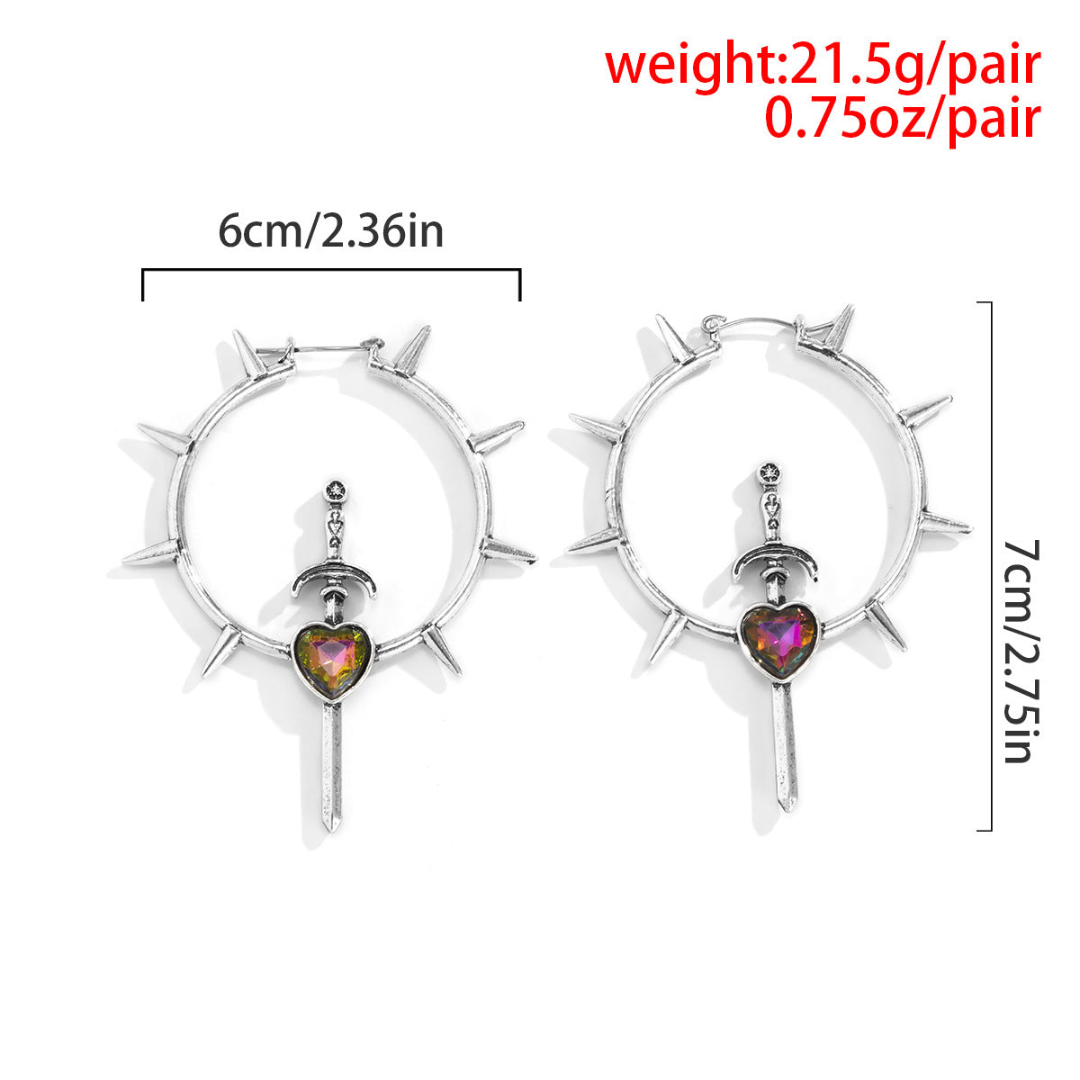 Punk Vintage Laser Heart Geometric Alloy Earrings for Women