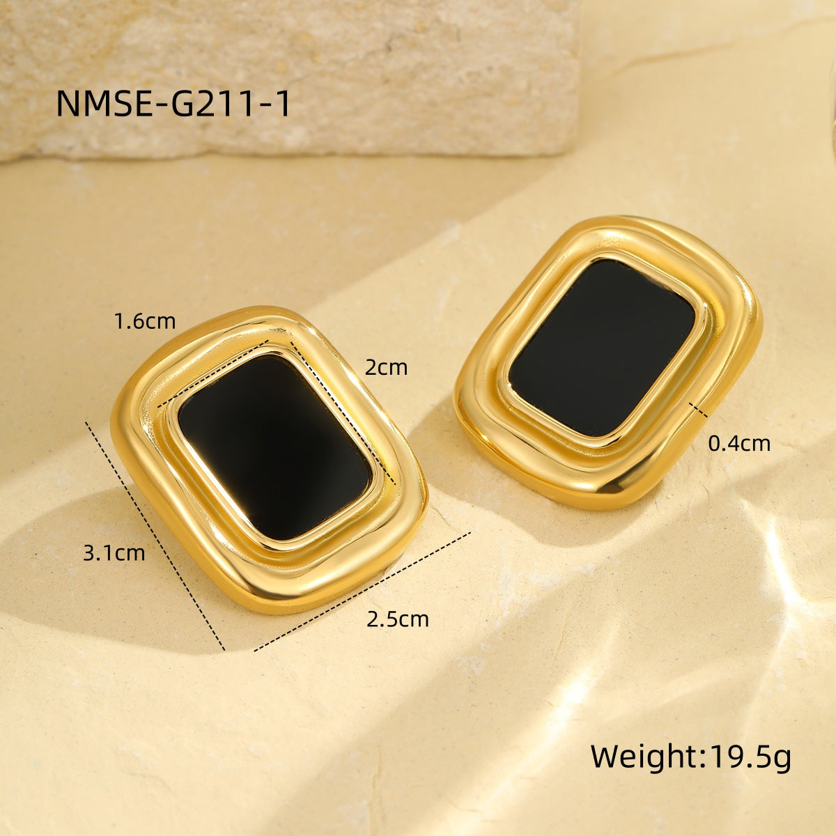 Pendientes de acero inoxidable geométricos minimalistas para mujer con acabado electrochapado y diseño cuadrilátero irregular