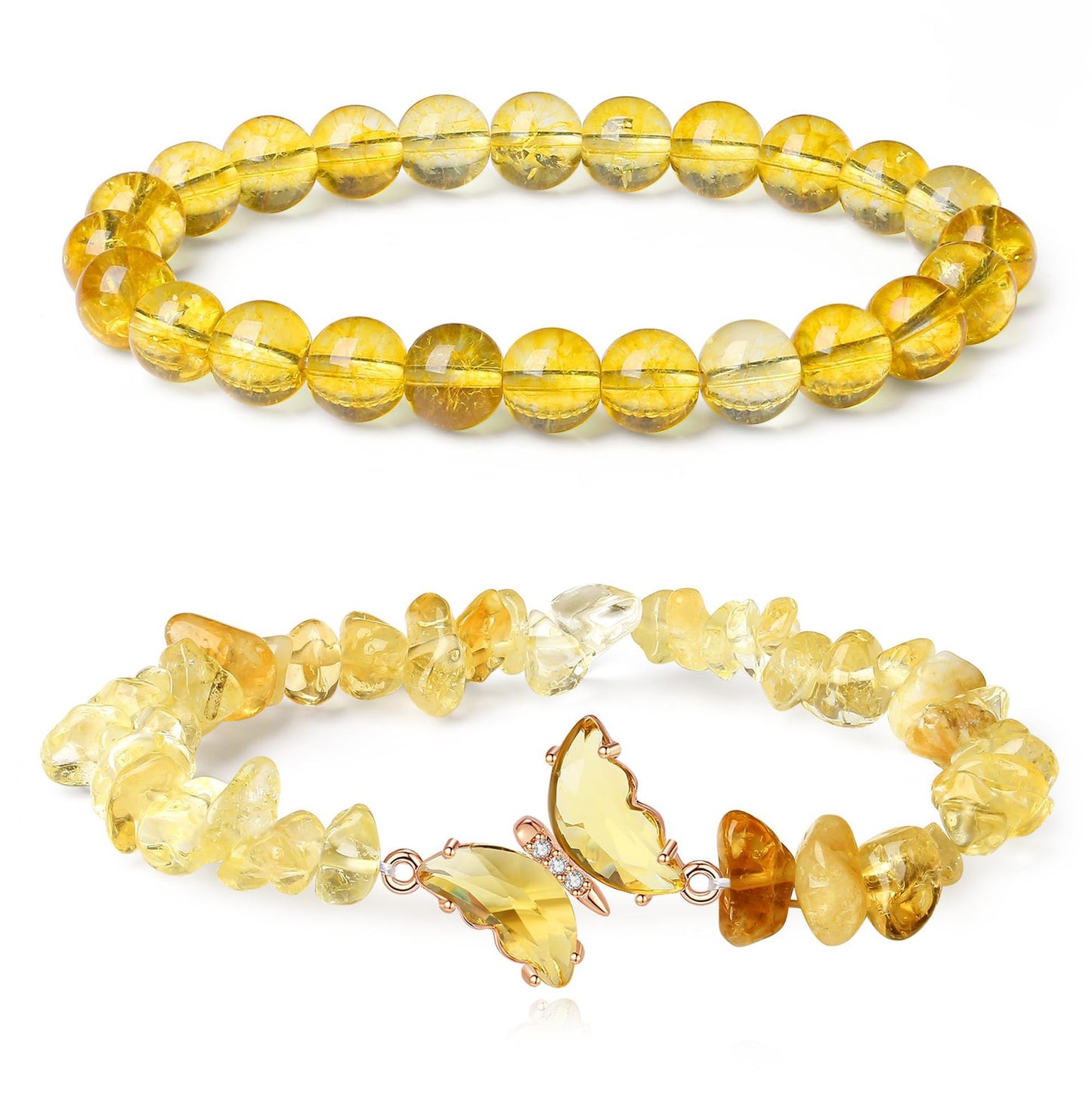 Minimalist Butterfly Geometric Crystal Charm Bar Bracelet Set