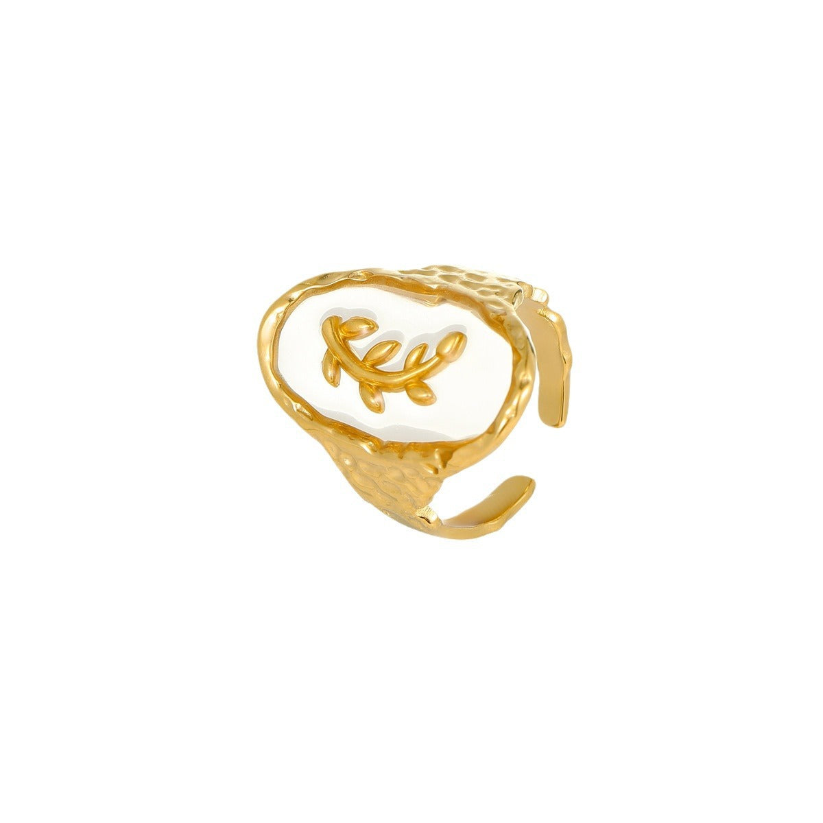 Anillo Ajustable con Temática Marina con Diseño de Estrella de Mar y Concha en Acero Inoxidable con Acabado Chapado para Mujer