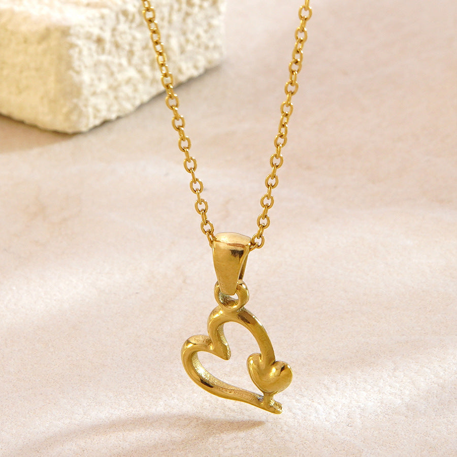 Luxury Business Heart Plated Stainless Steel Necklace for Women