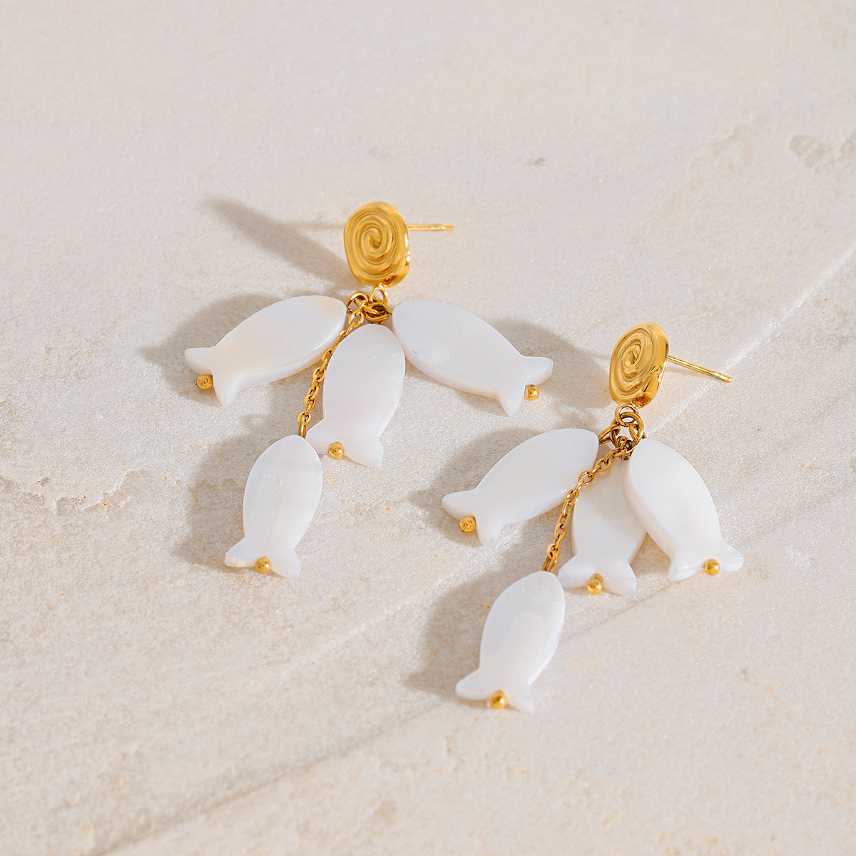 Luxury Elegant Geometric Shell Titanium Steel Earrings