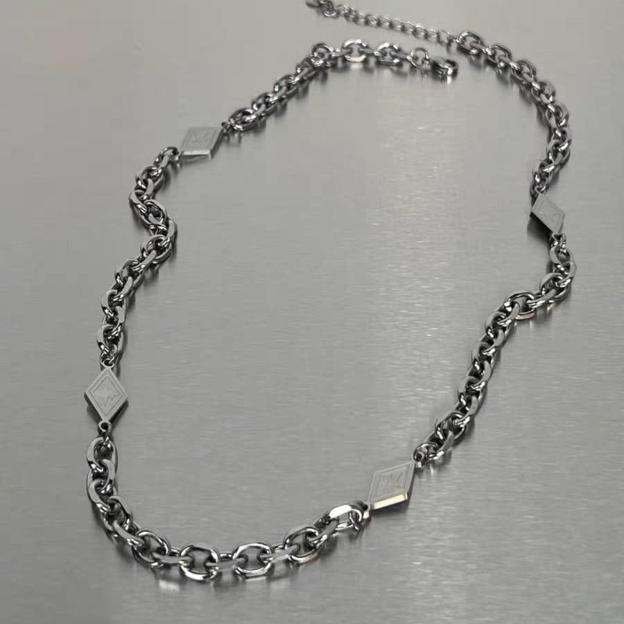 Collar unisex de eslabones cubanos pulidos de acero de titanio estilo punk con diseño en forma de U y cadena tipo O para hombres y mujeres
