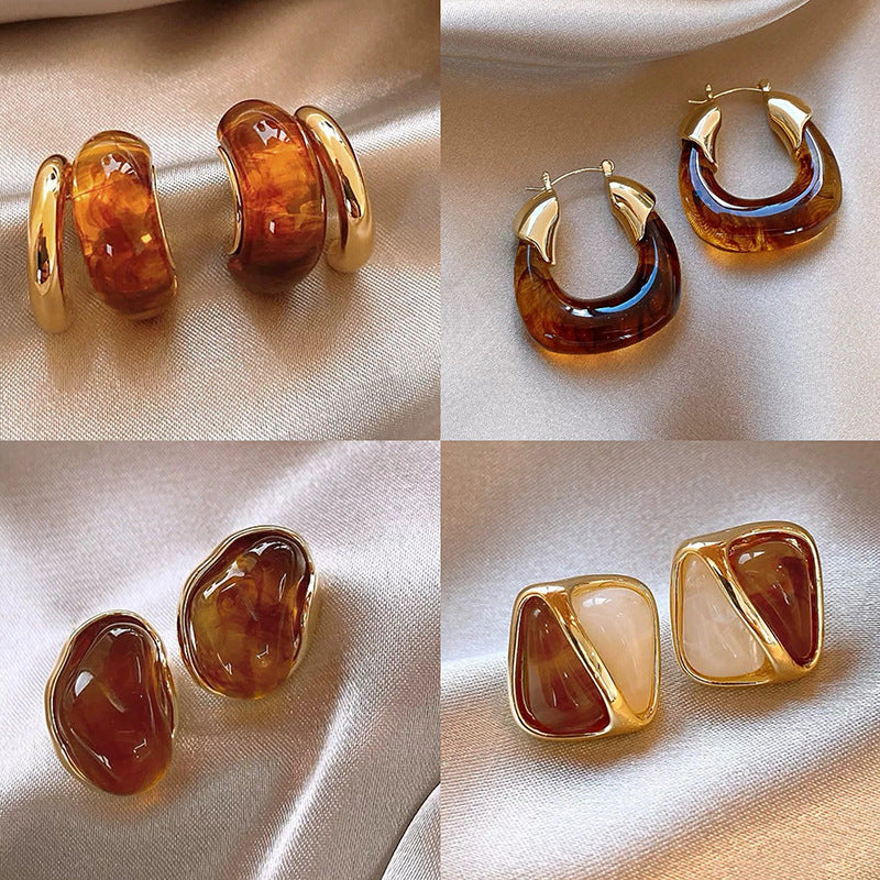 Orecchini a perno geometrici minimalisti in lega con placcatura in rodio da donna, gioielli per orecchie artistici di ispirazione vintage con perni in argento sterling 925