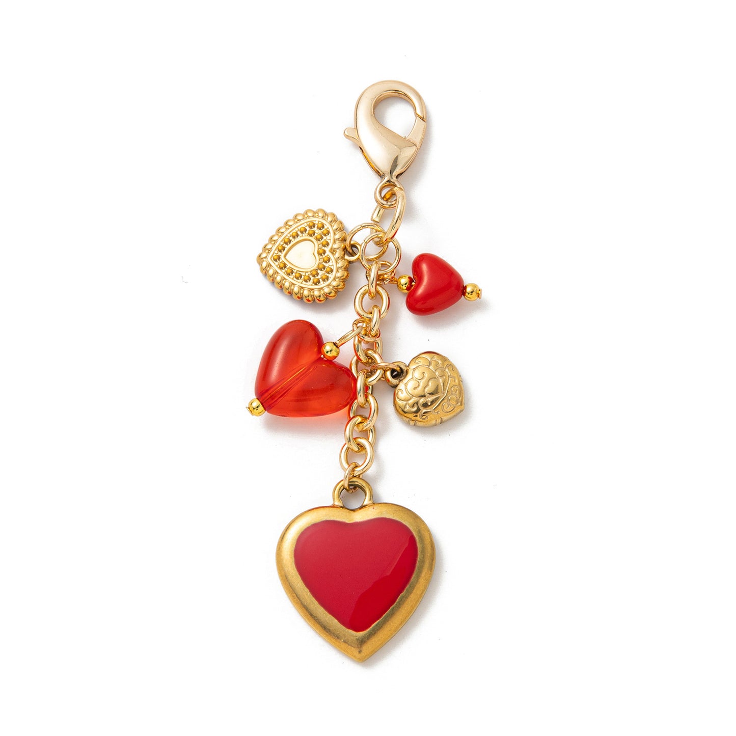 Geometric Heart Fruit Alloy Plated Bag Charm Keychain
