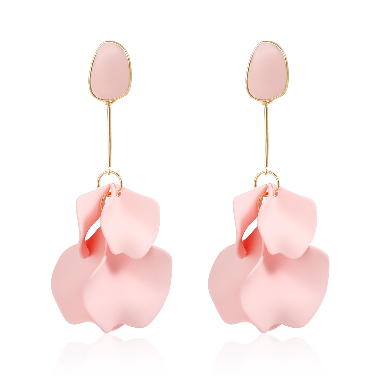 Vintage Floral Resin Stud Earrings for Women with Geometric Petal Shape and Plated Finish