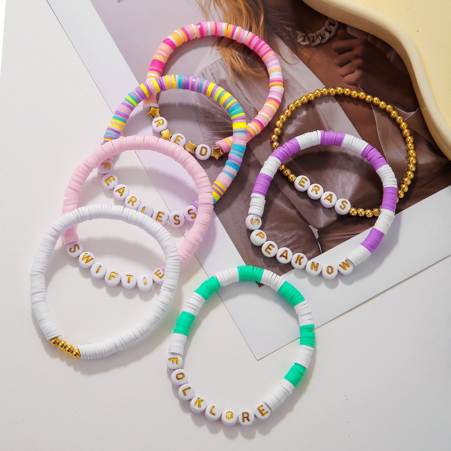 Colorful Letter Geometric Resin Stainless Steel Brass Acrylic Bracelet