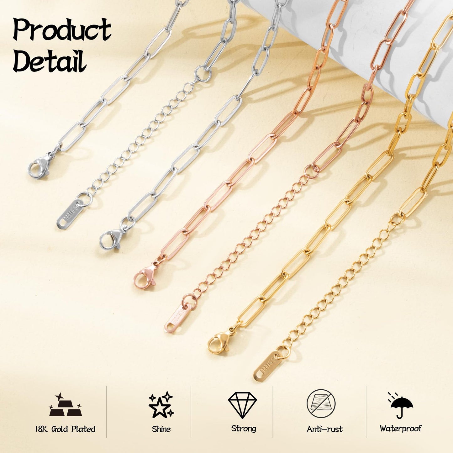 Punk Hip-hop Geometric Rose Gold Plated Titanium Steel Bracelet for Women