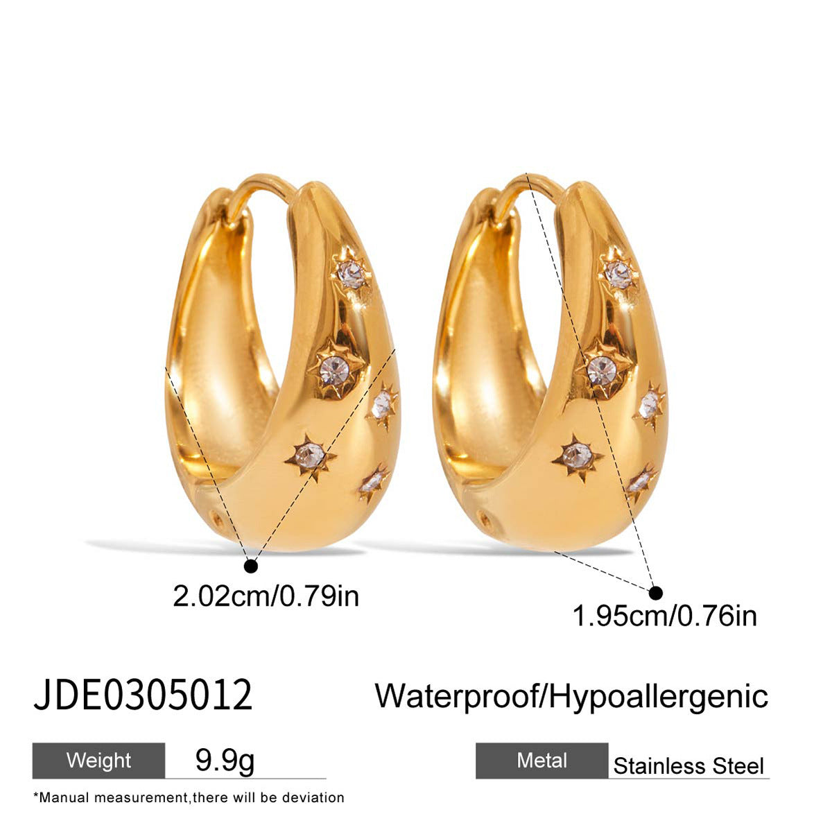 Elegant Oval Geometric Rhinestone Plated Stainless Steel Earrings for Women
