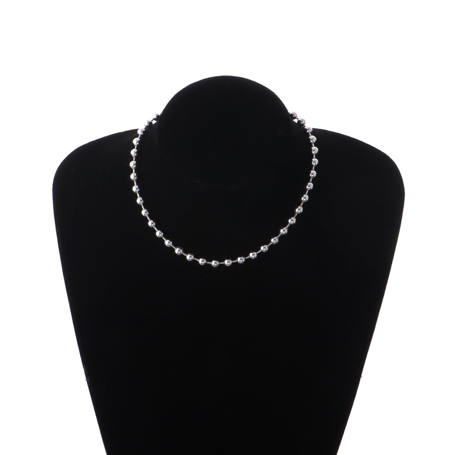 Minimalist European Style Spherical Collar Necklace for Women Alloy Ball Chain Geometric Pendant Jewelry