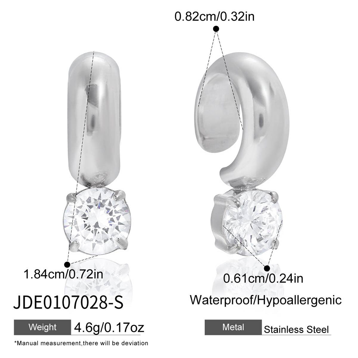 Elegant Geometric Round Stainless Steel Plated Cubic Zirconia Hoop Earrings for Women