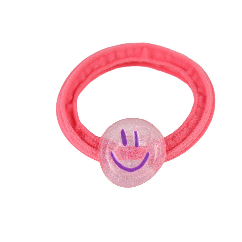 Cute Smiley Face Hair Tie for Kids in Pastel Macaron Colors Elastic Ponytail Holder for Girls and Children